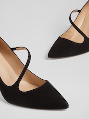 LK Bennett Black Suede Simone Asymmetric Strap Courts - Image 4 of 4