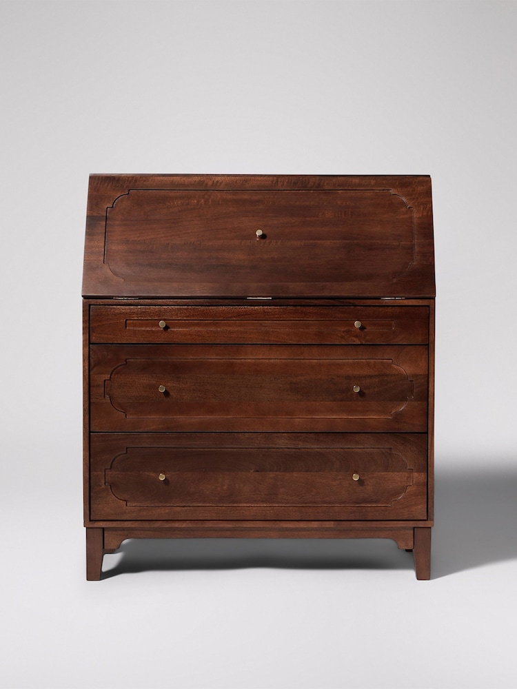 Swoon Mid Brown Jacques Mango Wood 1 Door 3 Drawer Desk - Image 2 of 9 Swoon Mid Brown Jacques Mango Wood 1 Door 3 Drawer Desk - Image 2 of 9