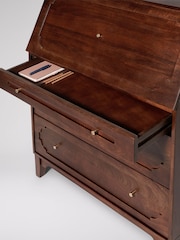 Swoon Mid Brown Jacques Mango Wood 1 Door 3 Drawer Desk - Image 7 of 9