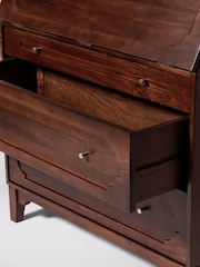 Swoon Mid Brown Jacques Mango Wood 1 Door 3 Drawer Desk - Image 8 of 9