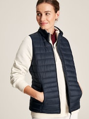 Joules Bramley Blue Showerproof Packable Padded Gilet - Image 1 of 6