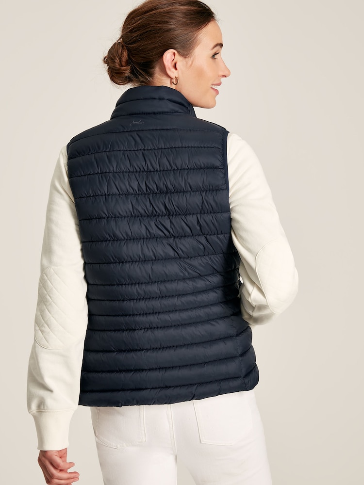 Joules Bramley Blue Showerproof Packable Padded Gilet - Image 2 of 6