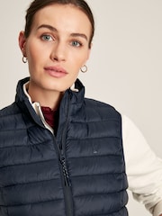 Joules Bramley Blue Showerproof Packable Padded Gilet - Image 4 of 6