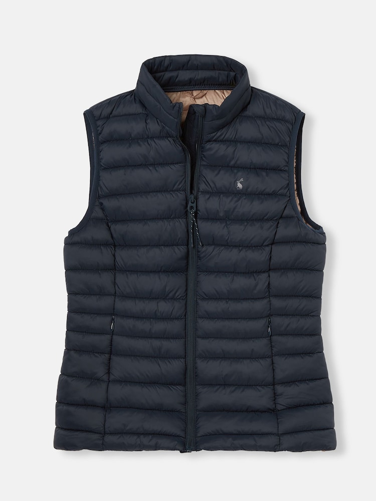 Joules Bramley Blue Showerproof Packable Padded Gilet - Image 6 of 6