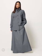 PixieGirl Petite Blue Micro Check Skirt & Shirt Set - Image 1 of 6