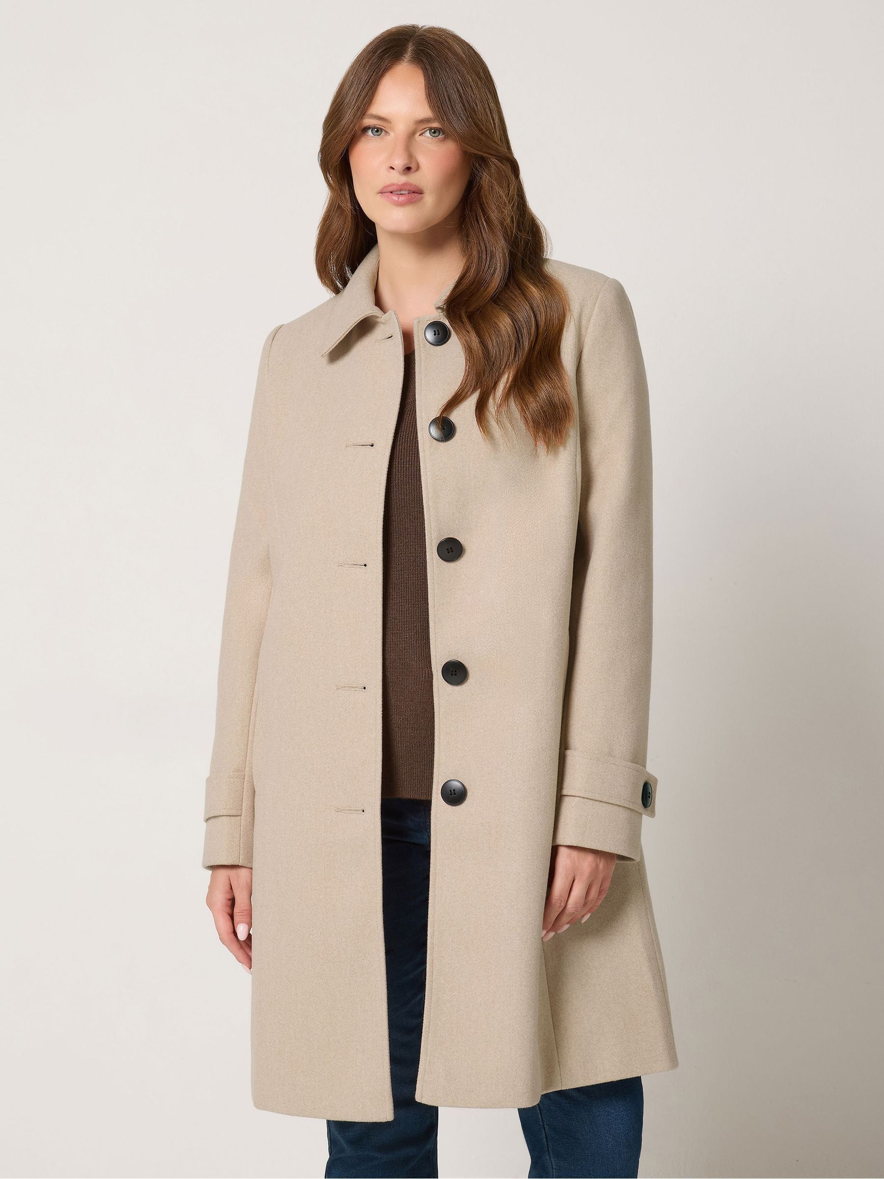 M&Co Women's Natural Single Breasted Midi Coat In | Size: 20 - Image 2