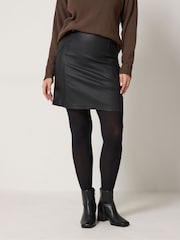 M&Co Black Coated Seam Detail A-Line Skirt - Image 1 of 6