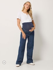 Long Tall Sally Indigo Blue Maternity Wide Leg Jeans - Image 3 of 6
