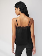 Black Lace Trim Strappy Cami Top - Image 2 of 5