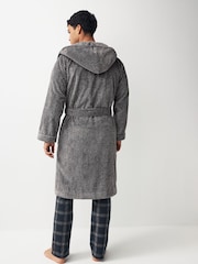 Grey Textured Supersoft Hooded Dressing Gown - Image 2 of 5