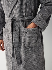 Grey Textured Supersoft Hooded Dressing Gown - Image 4 of 5