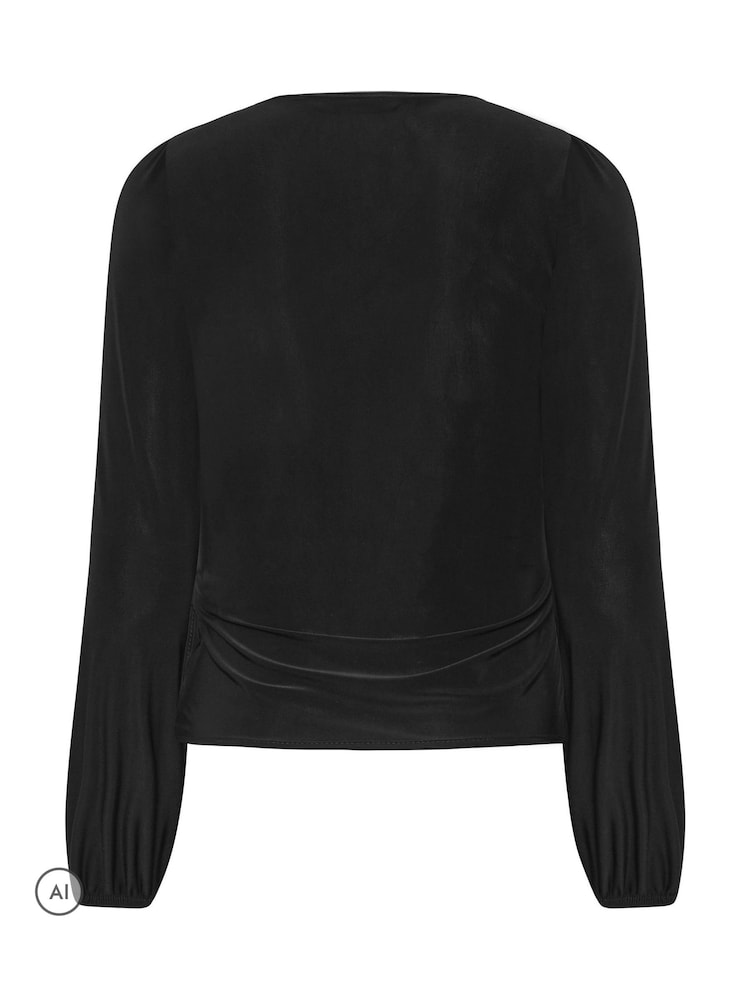 PixieGirl Petite Black Side Tie Balloon Long Sleeve Top - Image 6 of 6 PixieGirl Petite Black Side Tie Balloon Long Sleeve Top - Image 6 of 6