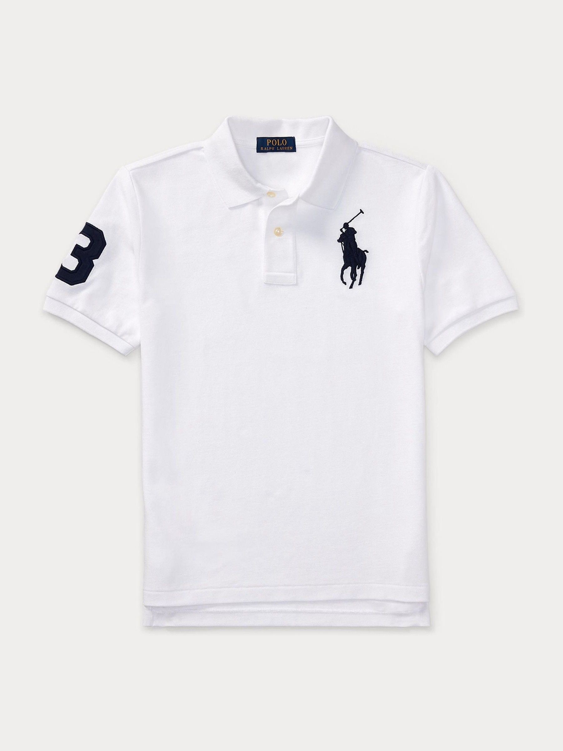 Buy Polo Ralph Lauren White Pique Varsity Logo Polo Shirt from