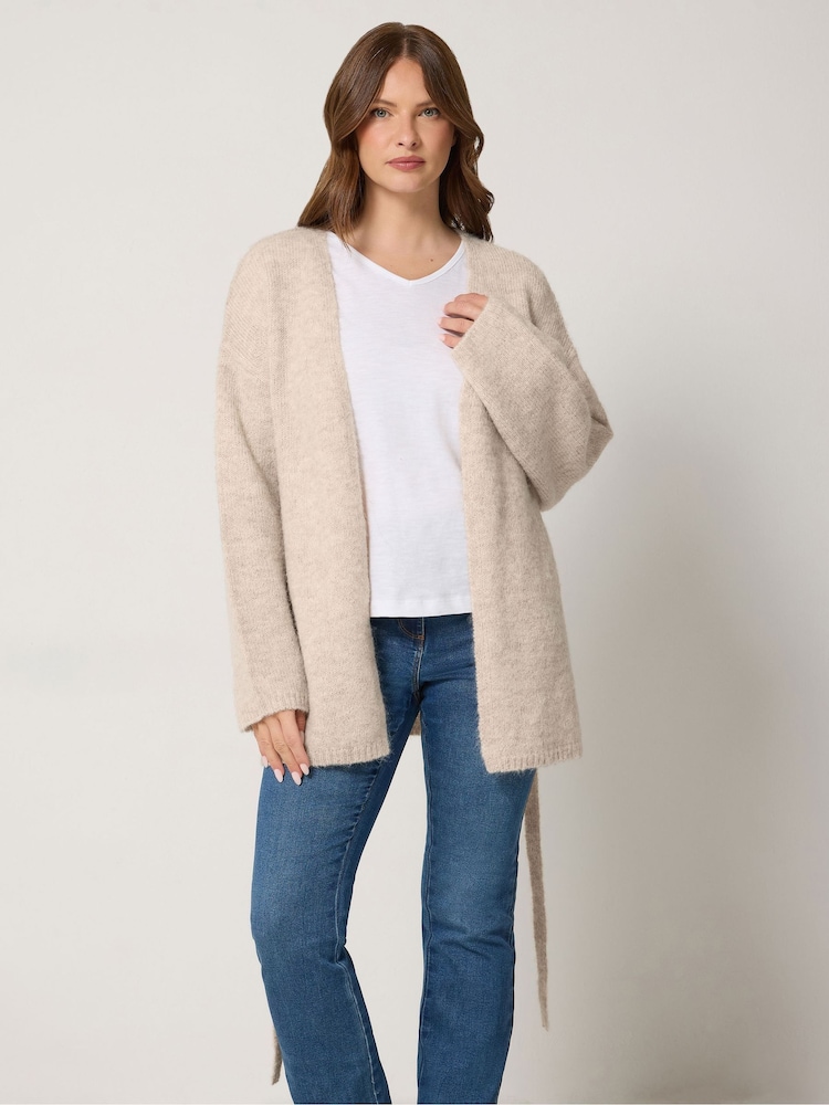 M&Co Natural Belted Long Sleeve Cardigan - Image 1 of 6 M&Co Natural Belted Long Sleeve Cardigan - Image 1 of 6