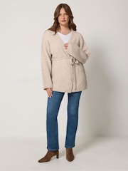 M&Co Natural Belted Long Sleeve Cardigan - Image 2 of 6