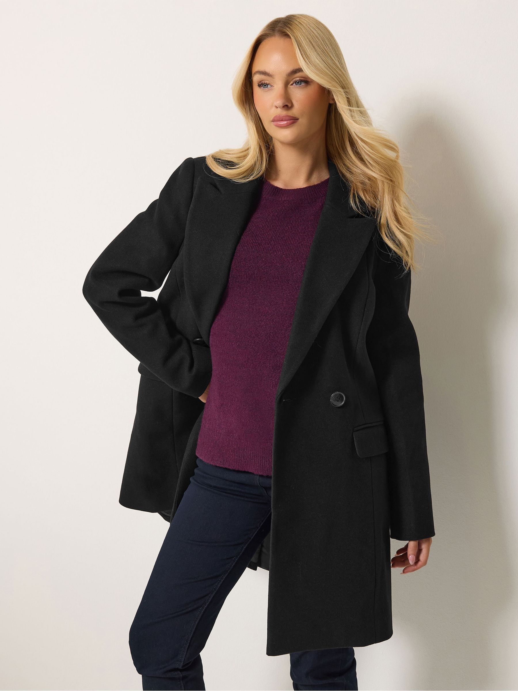 M&Co Women's Black Double Breasted Tailored Coat In | : Size 20 - Image 1