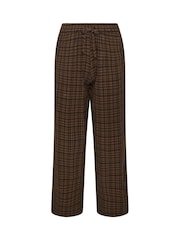 PixieGirl Petite Brown Check Crinkle Wide Leg Trousers - Image 5 of 6