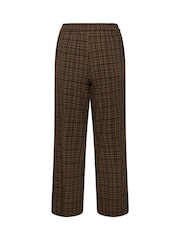 PixieGirl Petite Brown Check Crinkle Wide Leg Trousers - Image 6 of 6