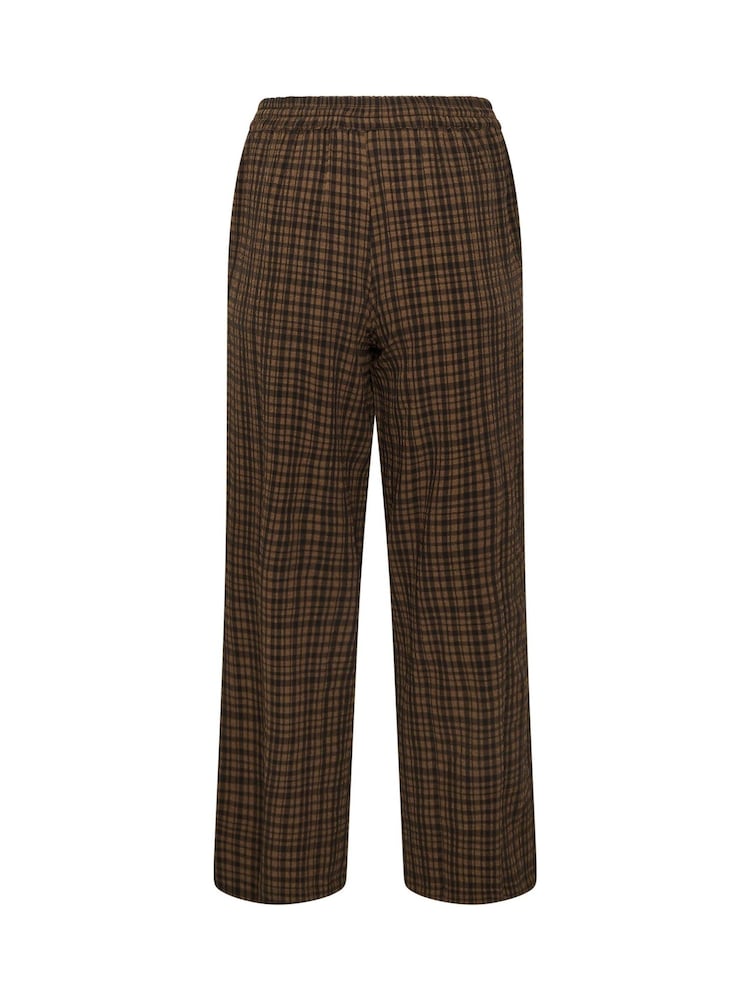 PixieGirl Petite Brown Check Crinkle Wide Leg Trousers - Image 6 of 6 PixieGirl Petite Brown Check Crinkle Wide Leg Trousers - Image 6 of 6