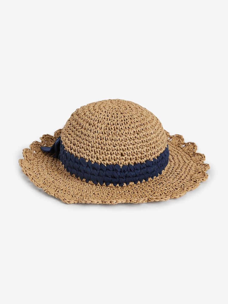 Neutral/Black Scalloped Edge Hat (1-10yrs) - Image 1 of 2