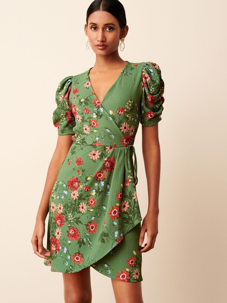 Acheter Vert à petites fleurs Manche courte Mini robe