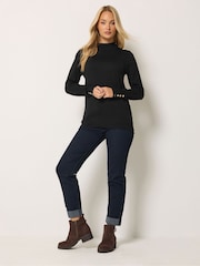 M&Co Black Button Detail Turtle Neck Jumper - Image 2 of 6