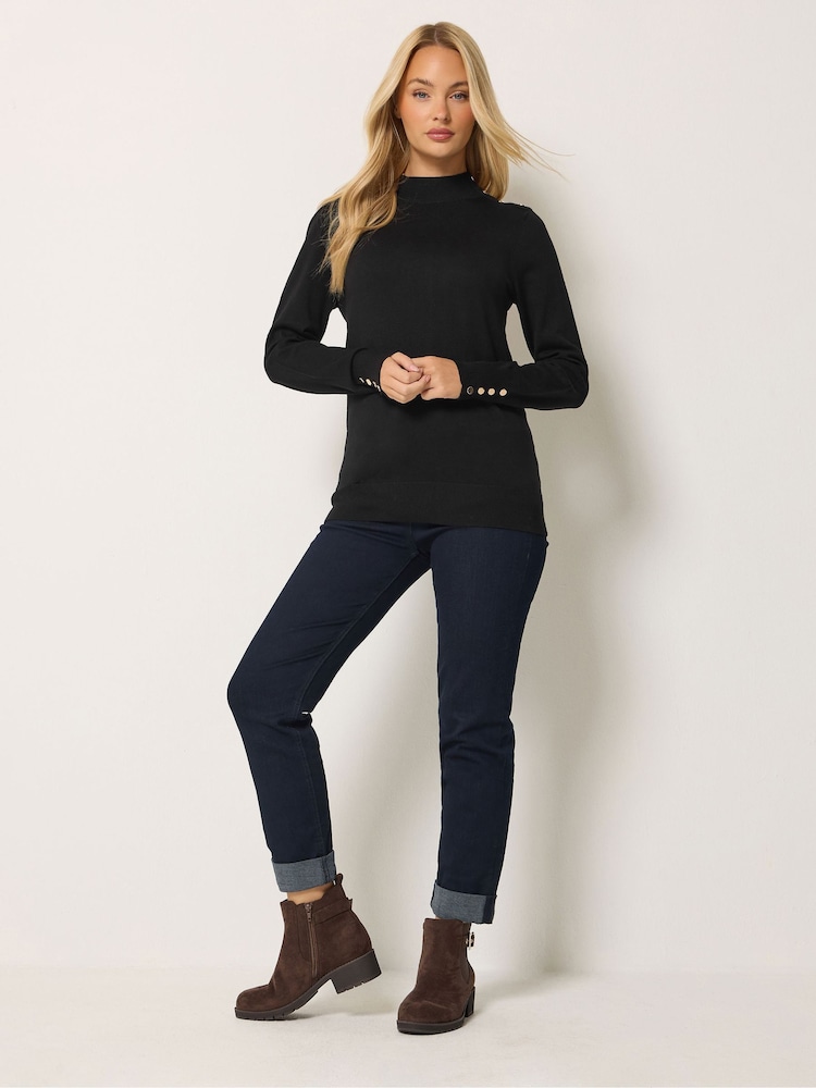 M&Co Black Button Detail Turtle Neck Jumper - Image 2 of 6