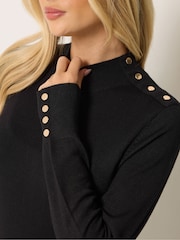 M&Co Black Button Detail Turtle Neck Jumper - Image 4 of 6
