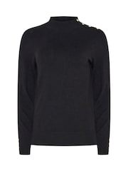 M&Co Black Button Detail Turtle Neck Jumper - Image 5 of 6
