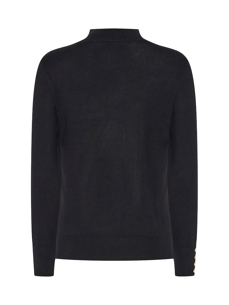 M&Co Black Button Detail Turtle Neck Jumper - Image 6 of 6