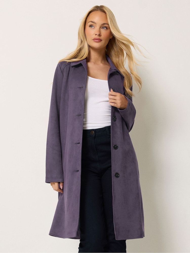 M&Co Purple Faux Suede Midi Coat - Image 2 of 6