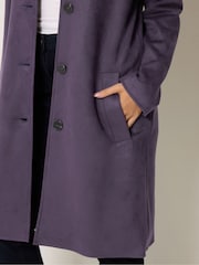M&Co Purple Faux Suede Midi Coat - Image 4 of 6