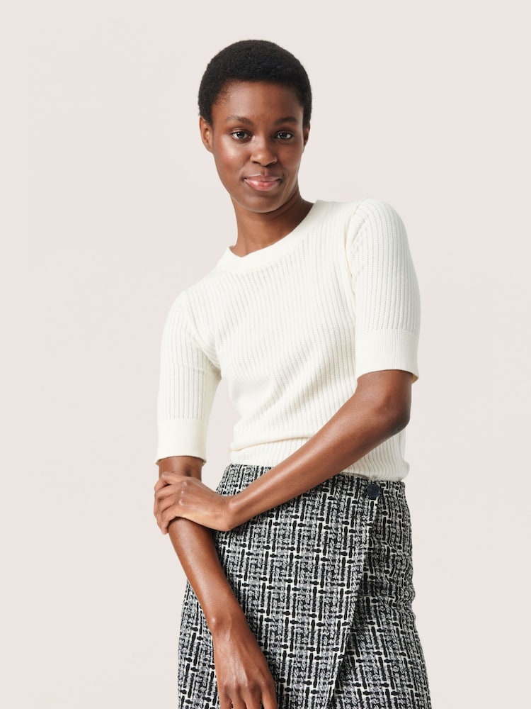 Soaked in Luxury Spina Short Sleeve Rib Knit  Pullover T-shirt - Image 1 of 6
