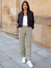 Threadbare Black Cropped Bomber Jacket - Image 3 of 4