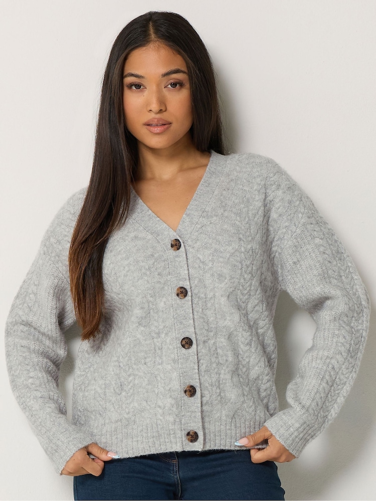 M&Co Petite kabelstrikket cardigan med V-hals - Bilde 1 av 7