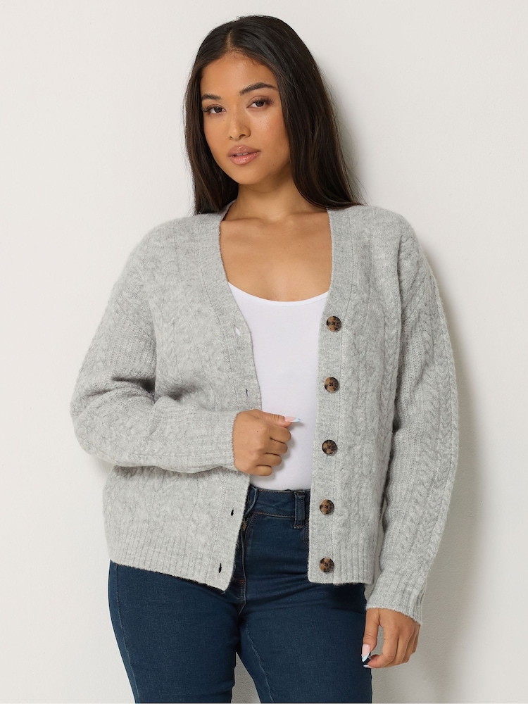 M&Co Petite kabelstrikket cardigan med V-hals - Bilde 2 av 7