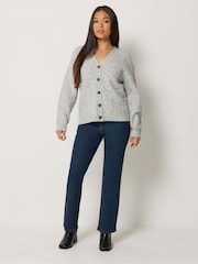 M&Co Petite kabelstrikket cardigan med V-hals - Bilde 3 av 7