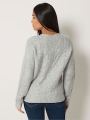 M&Co Petite kabelstrikket cardigan med V-hals - Bilde 5 av 7