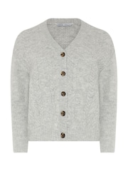 M&Co Petite kabelstrikket cardigan med V-hals - Bilde 6 av 7