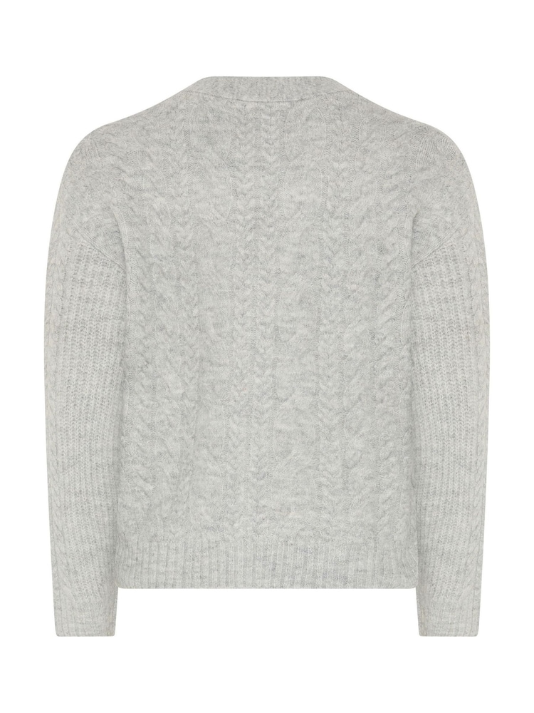 M&Co Petite kabelstrikket cardigan med V-hals - Bilde 7 av 7