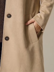 M&Co Nude Faux Suede Midi Coat - Image 4 of 6