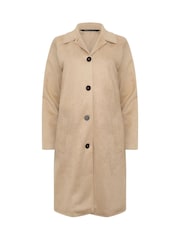 M&Co Nude Faux Suede Midi Coat - Image 5 of 6