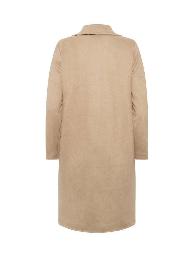 M&Co Nude Faux Suede Midi Coat - Image 6 of 6 M&Co Nude Faux Suede Midi Coat - Image 6 of 6