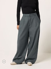 PixieGirl Petite Grey Herringbone Wide Leg Trousers - Image 2 of 6