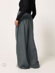 PixieGirl Petite Grey Herringbone Wide Leg Trousers - Image 3 of 6