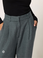PixieGirl Petite Grey Herringbone Wide Leg Trousers - Image 4 of 6