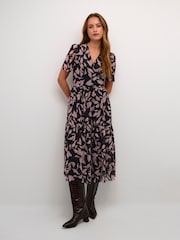 Soaked in Luxury Aldora Mesh Short Sleeve Wrap Dress - Image 1 of 6
