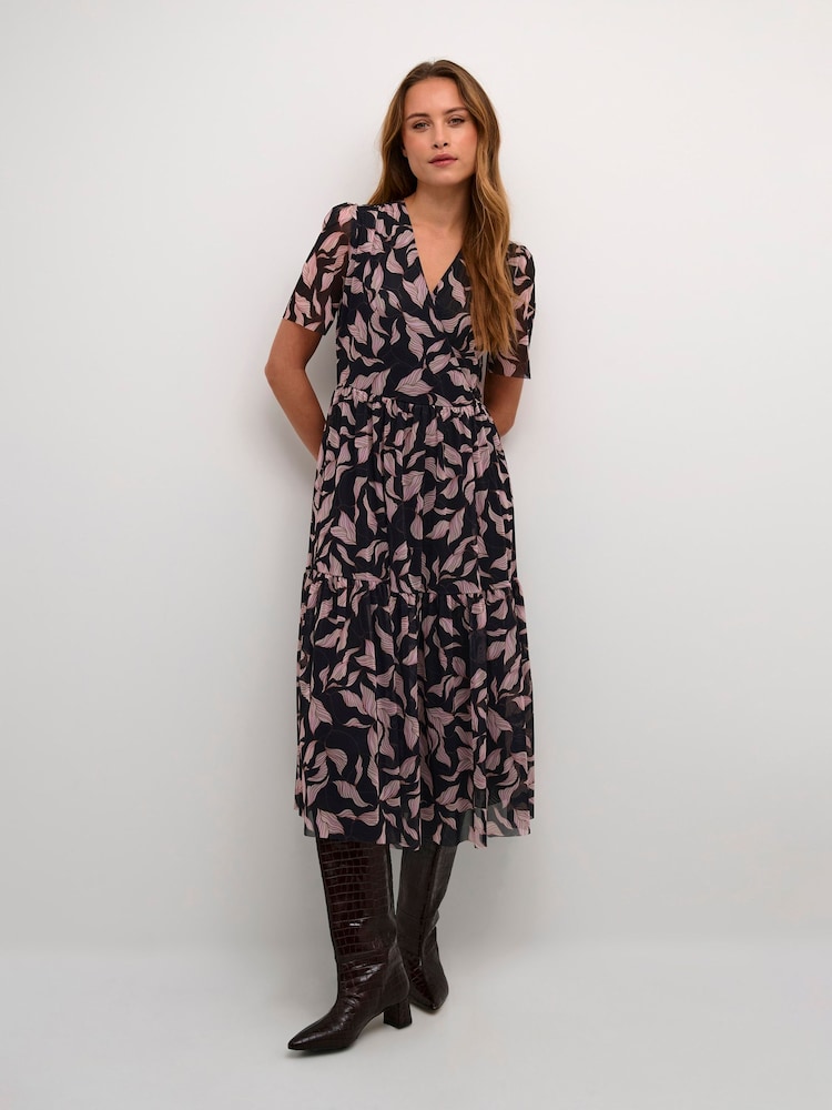 Soaked in Luxury Aldora Mesh Short Sleeve Wrap Dress - Image 1 of 6