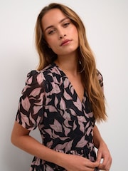 Soaked in Luxury Aldora Mesh Short Sleeve Wrap Dress - Image 4 of 6