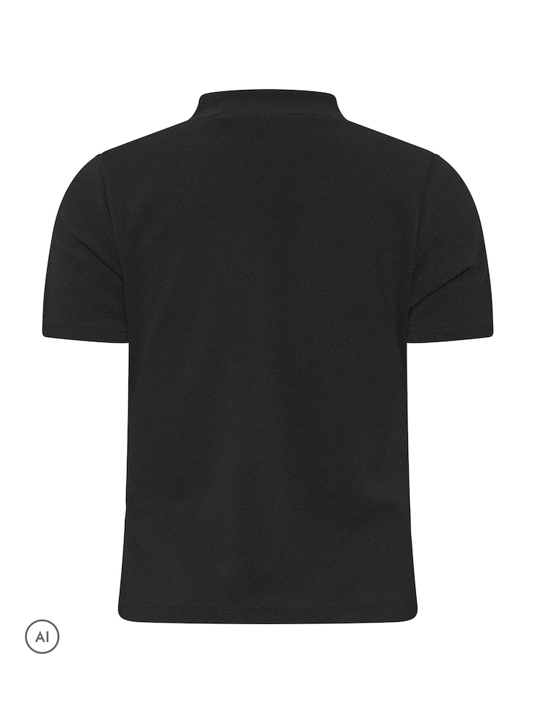 PixieGirl Petite Black Tang Fastening Short Sleeve Top - Image 6 of 6